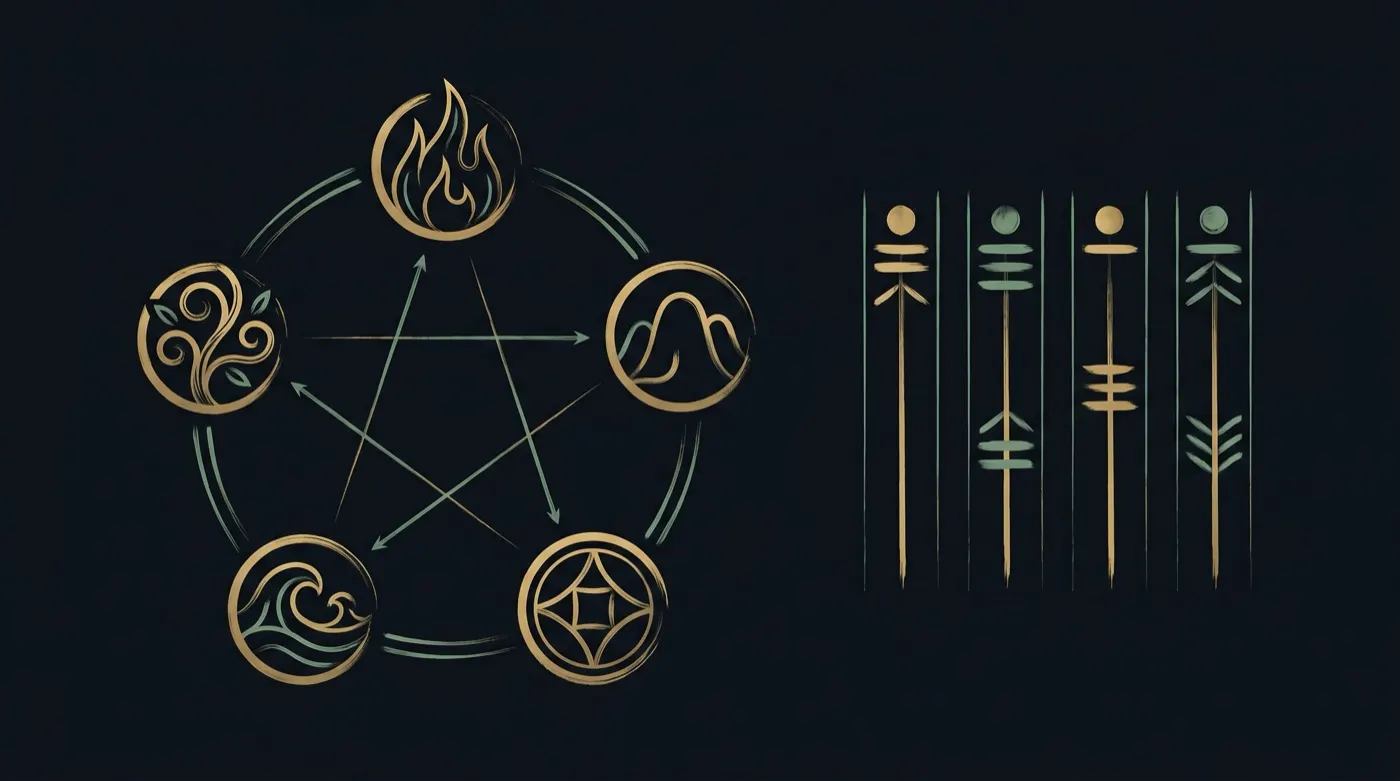The five elements generative cycle and the four pillars of a Ba Zi chart